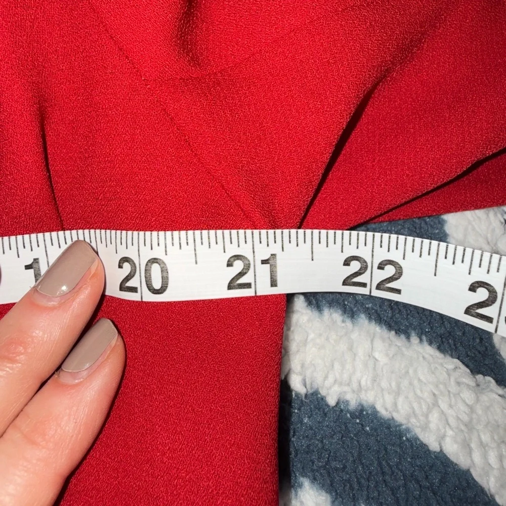 Scallop-Trim Open-Front Red Blazer